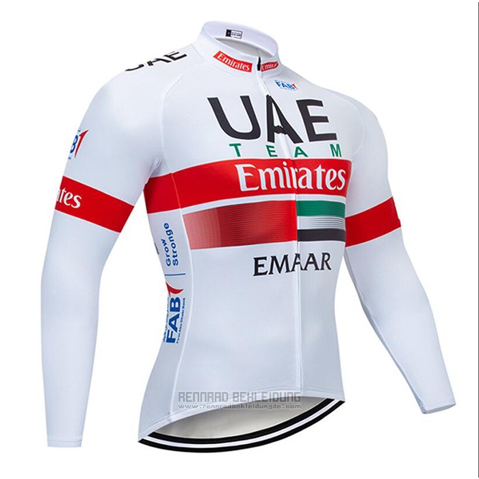 2020 Fahrradbekleidung UAE Wei Rot Trikot Langarm und Tragerhose - zum Schließen ins Bild klicken
